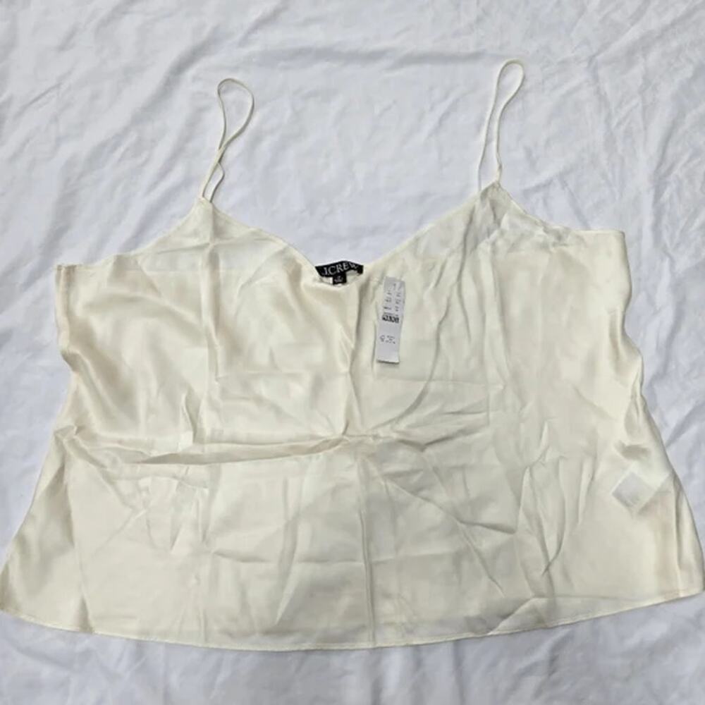 New J. Crew Off-white Cream Satin Strappy Tank Top Blouse